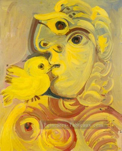 Buste de Femme a l oiseau 1971 cubisme Pablo Picasso Peintures à l'huile